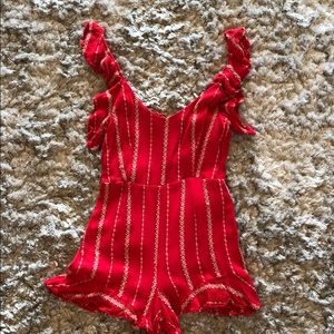 Red and tan romper